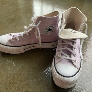 Women's Converse Chuck Taylor All Star Hi Shoes Lift Platform A01178F Pink EUC 7